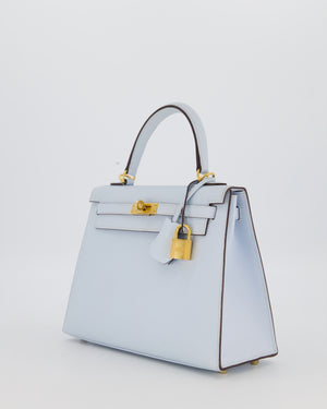 *HOLY GRAIL* Hermès Kelly 25 Sellier Bag in Bleu Brume Epsom Leather with Gold Hardware