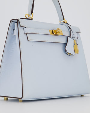 *HOLY GRAIL* Hermès Kelly 25 Sellier Bag in Bleu Brume Epsom Leather with Gold Hardware