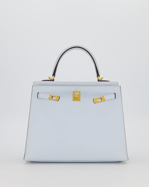 *HOLY GRAIL* Hermès Kelly 25 Sellier Bag in Bleu Brume Epsom Leather with Gold Hardware