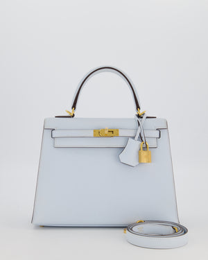 *HOLY GRAIL* Hermès Kelly 25 Sellier Bag in Bleu Brume Epsom Leather with Gold Hardware