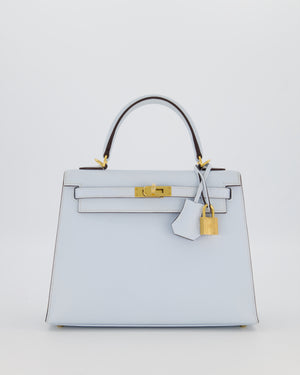 *HOLY GRAIL* Hermès Kelly 25 Sellier Bag in Bleu Brume Epsom Leather with Gold Hardware