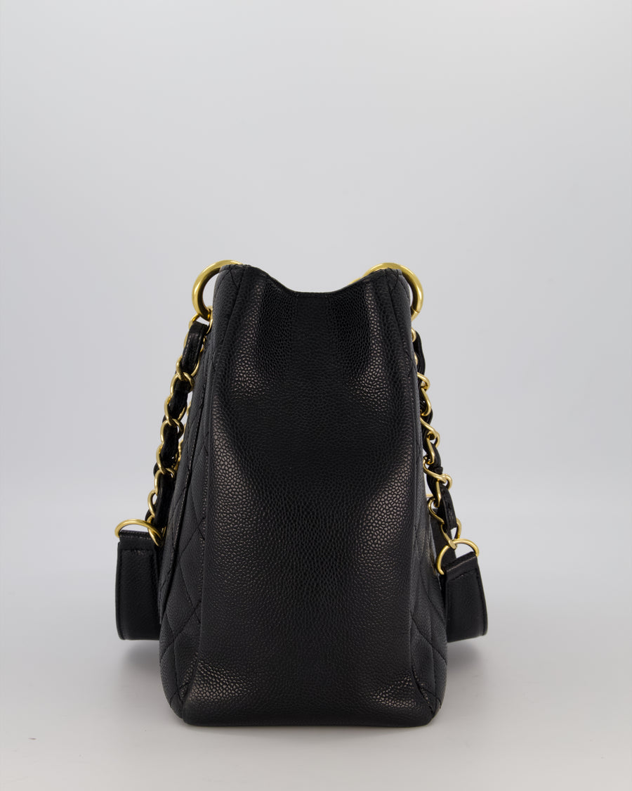 Chanel Black Caviar GST Grand Shopper Tote Bag with Gold Hardware