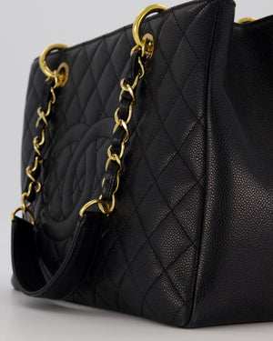 Chanel Black Caviar GST Grand Shopper Tote Bag with Gold Hardware