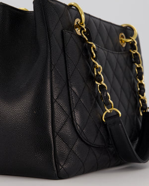 Chanel Black Caviar GST Grand Shopper Tote Bag with Gold Hardware