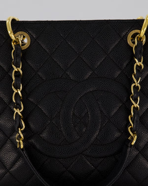 Chanel Black Caviar GST Grand Shopper Tote Bag with Gold Hardware