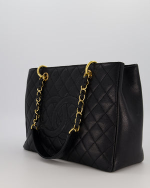 Chanel Black Caviar GST Grand Shopper Tote Bag with Gold Hardware
