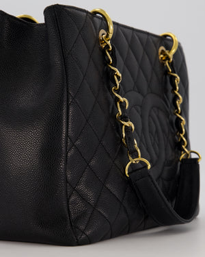 Chanel Black Caviar GST Grand Shopper Tote Bag with Gold Hardware