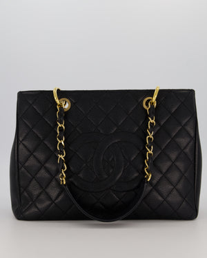 Chanel Black Caviar GST Grand Shopper Tote Bag with Gold Hardware