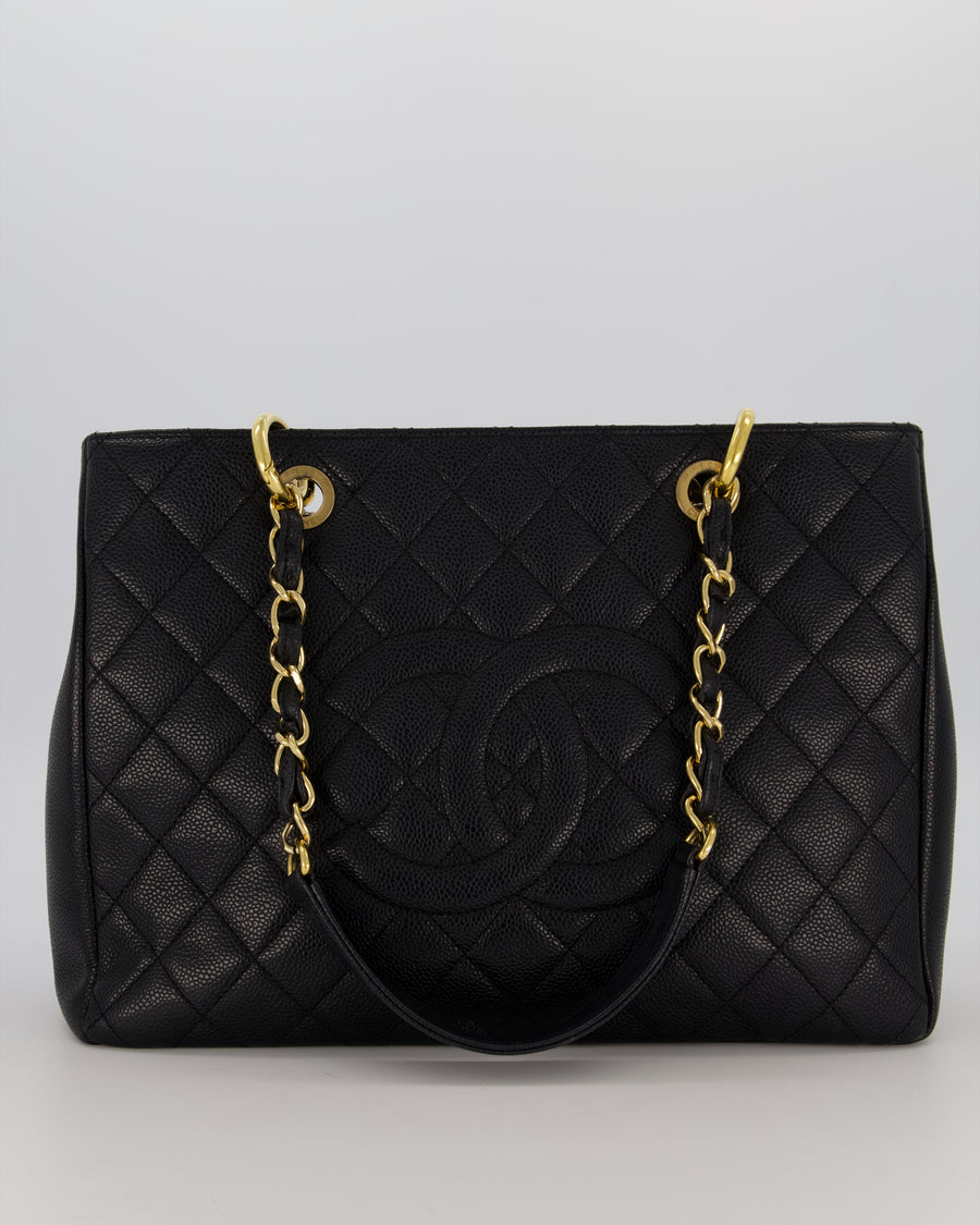 Chanel Black Caviar GST Grand Shopper Tote Bag with Gold Hardware