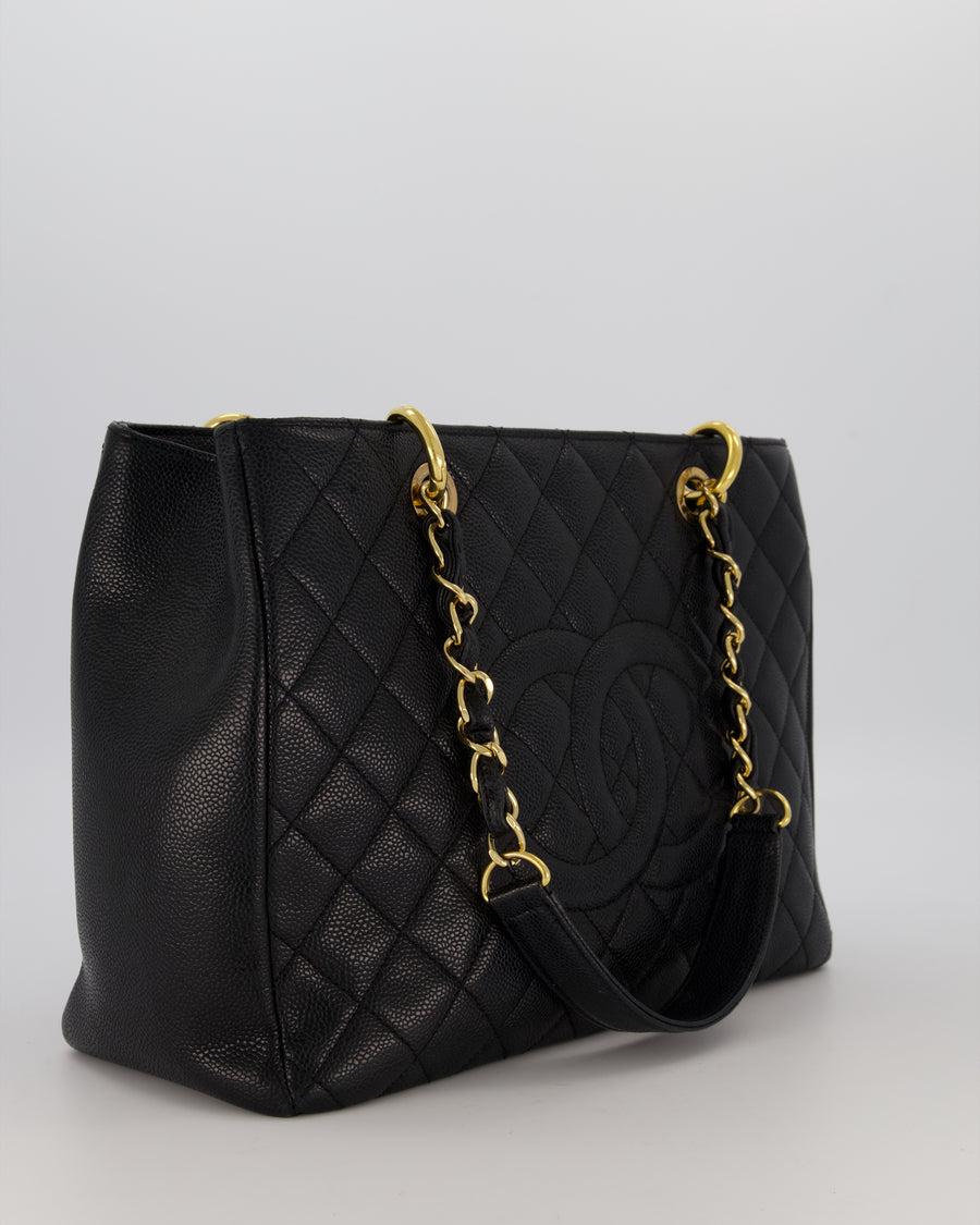 Chanel Black Caviar GST Grand Shopper Tote Bag with Gold Hardware