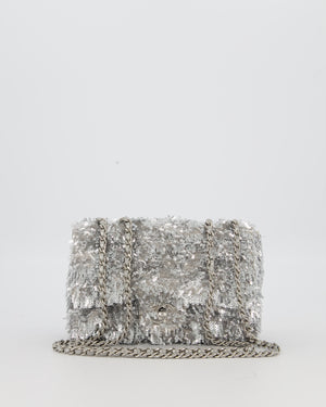 Chanel 25/S Silver Sequin Flap Bag with Silver Hardware