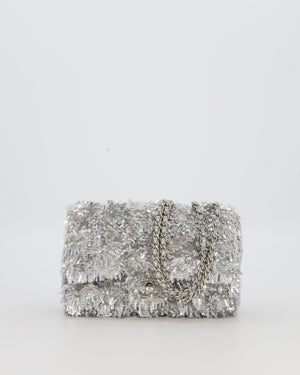 Chanel 25/S Silver Sequin Flap Bag with Silver Hardware
