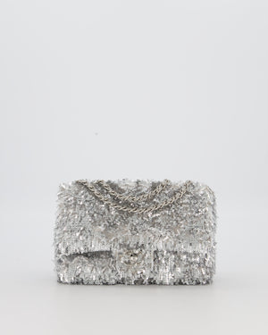 Chanel 25/S Silver Sequin Flap Bag with Silver Hardware