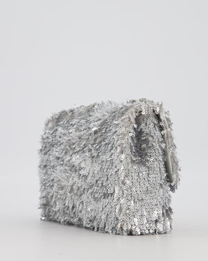 Chanel 25/S Silver Sequin Flap Bag with Silver Hardware