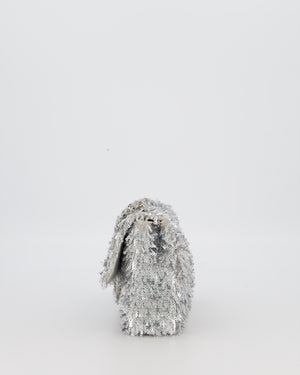 Chanel 25/S Silver Sequin Flap Bag with Silver Hardware