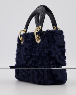 Christian Dior Mini Lady Dior Bag in Astrakhan Fur with Python Leather and Gold Hardware