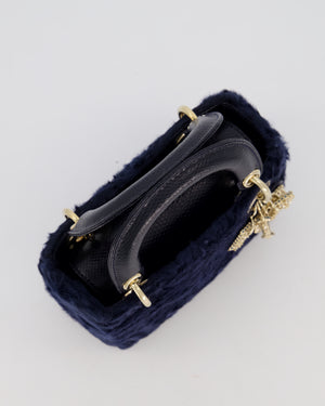 Christian Dior Mini Lady Dior Bag in Astrakhan Fur with Python Leather and Gold Hardware