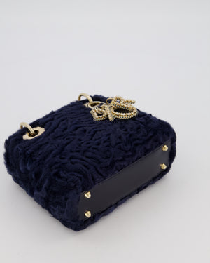 Christian Dior Mini Lady Dior Bag in Astrakhan Fur with Python Leather and Gold Hardware