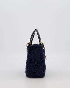 Christian Dior Mini Lady Dior Bag in Astrakhan Fur with Python Leather and Gold Hardware