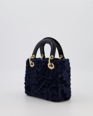 Christian Dior Mini Lady Dior Bag in Astrakhan Fur with Python Leather and Gold Hardware
