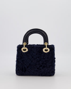 Christian Dior Mini Lady Dior Bag in Astrakhan Fur with Python Leather and Gold Hardware
