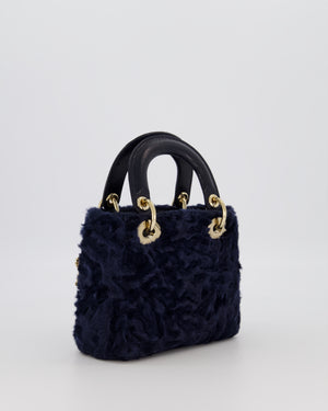 Christian Dior Mini Lady Dior Bag in Astrakhan Fur with Python Leather and Gold Hardware