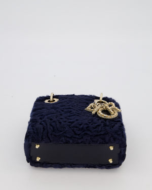 Christian Dior Mini Lady Dior Bag in Astrakhan Fur with Python Leather and Gold Hardware