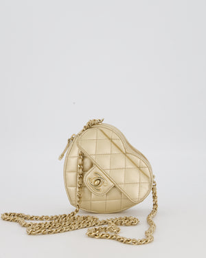 Chanel Gold Mini Quilted Lambskin CC In Love Heart Bag with Champagne Gold Hardware