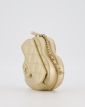Chanel Gold Mini Quilted Lambskin CC In Love Heart Bag with Champagne Gold Hardware