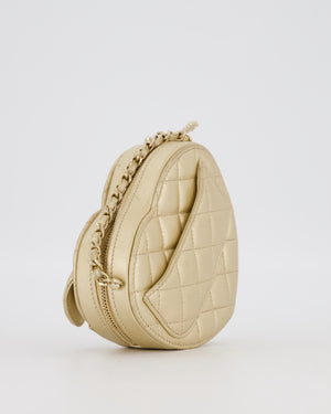 Chanel Gold Mini Quilted Lambskin CC In Love Heart Bag with Champagne Gold Hardware