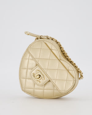 Chanel Gold Mini Quilted Lambskin CC In Love Heart Bag with Champagne Gold Hardware