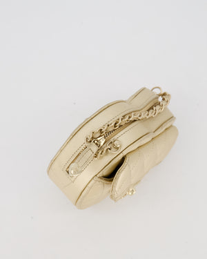 Chanel Gold Mini Quilted Lambskin CC In Love Heart Bag with Champagne Gold Hardware