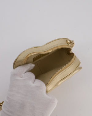 Chanel Gold Mini Quilted Lambskin CC In Love Heart Bag with Champagne Gold Hardware