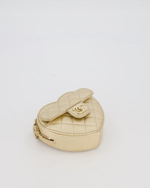 Chanel Gold Mini Quilted Lambskin CC In Love Heart Bag with Champagne Gold Hardware