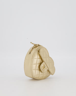 Chanel Gold Mini Quilted Lambskin CC In Love Heart Bag with Champagne Gold Hardware