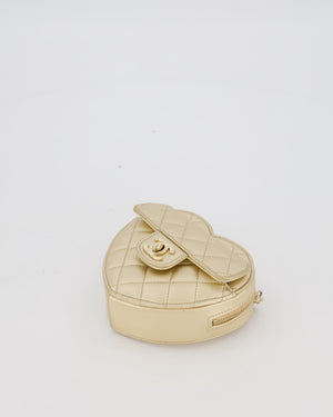 Chanel Gold Mini Quilted Lambskin CC In Love Heart Bag with Champagne Gold Hardware