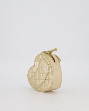 Chanel Gold Mini Quilted Lambskin CC In Love Heart Bag with Champagne Gold Hardware