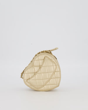 Chanel Gold Mini Quilted Lambskin CC In Love Heart Bag with Champagne Gold Hardware