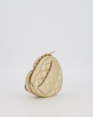 Chanel Gold Mini Quilted Lambskin CC In Love Heart Bag with Champagne Gold Hardware