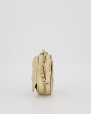 Chanel Gold Mini Quilted Lambskin CC In Love Heart Bag with Champagne Gold Hardware