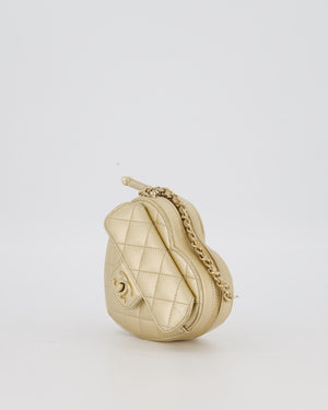 Chanel Gold Mini Quilted Lambskin CC In Love Heart Bag with Champagne Gold Hardware