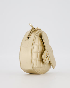 Chanel Gold Mini Quilted Lambskin CC In Love Heart Bag with Champagne Gold Hardware