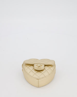 Chanel Gold Mini Quilted Lambskin CC In Love Heart Bag with Champagne Gold Hardware