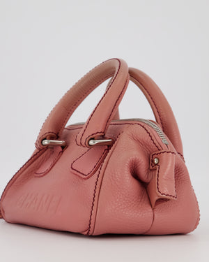 Chanel Pink Small Bowling Shoulder Bag in Calfskin Leather with Tassel Details and Silver Hardware