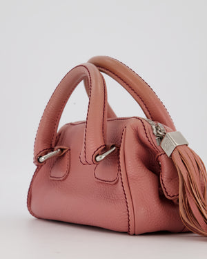 Chanel Pink Small Bowling Shoulder Bag in Calfskin Leather with Tassel Details and Silver Hardware