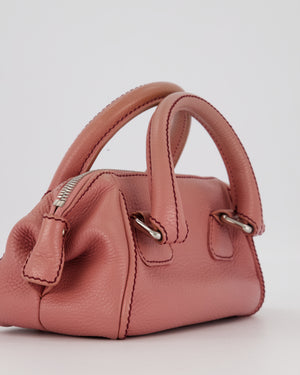 Chanel Pink Small Bowling Shoulder Bag in Calfskin Leather with Tassel Details and Silver Hardware