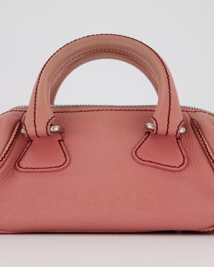 Chanel Pink Small Bowling Shoulder Bag in Calfskin Leather with Tassel Details and Silver Hardware