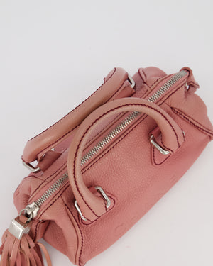 Chanel Pink Small Bowling Shoulder Bag in Calfskin Leather with Tassel Details and Silver Hardware