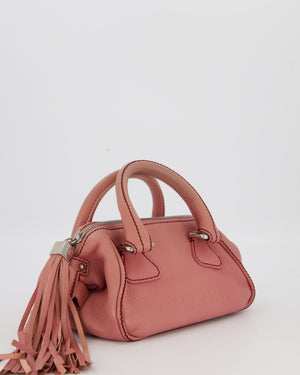 Chanel Pink Small Bowling Shoulder Bag in Calfskin Leather with Tassel Details and Silver Hardware