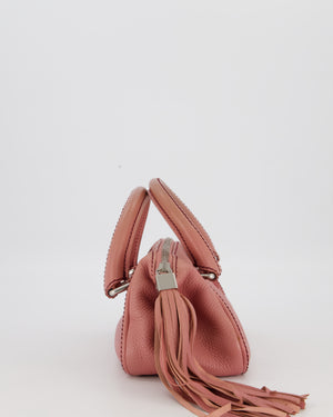 Chanel Pink Small Bowling Shoulder Bag in Calfskin Leather with Tassel Details and Silver Hardware